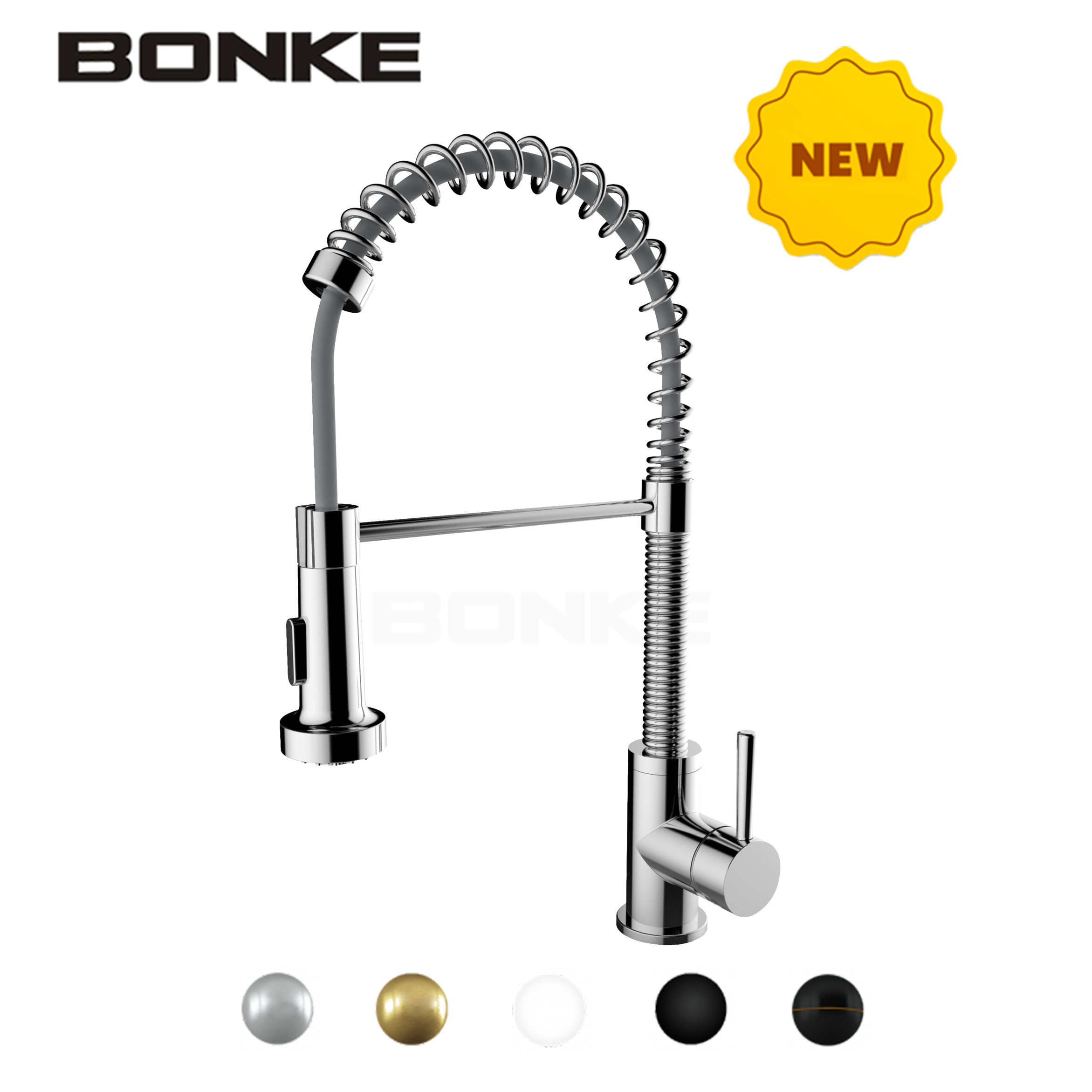 Lead Free Stainless Steel Single Lever Handle Pull Down Sprayer Brushed Nickel Kitchen Faucet, Kitchen Sink Faucet