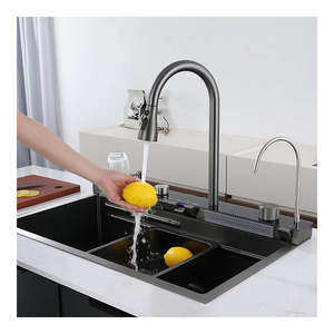 Glass Washer Stainless Steel Waterfall Kitchen Sink Pressurized Cup Washer kitchen Sink Stainless Steel