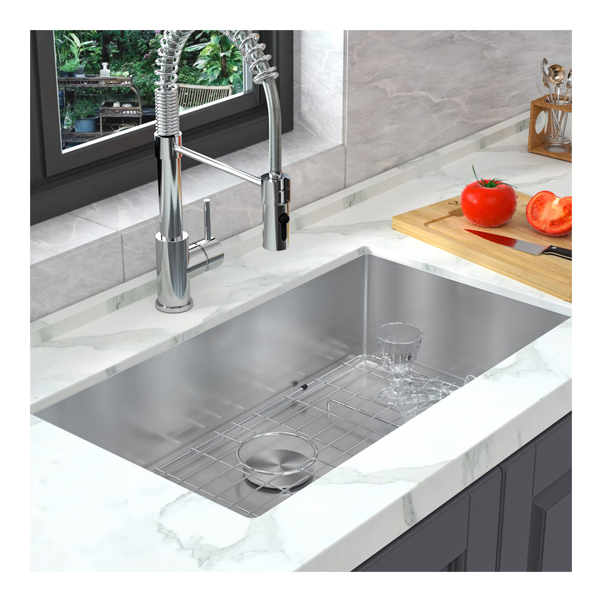 Undermount Kitchen Sink Stainless Steel 16 Gauge Single Bowl Kitchen Sink