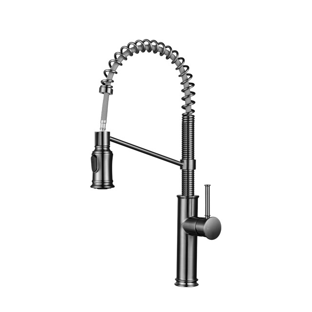 Black Hot and Cold Pull Out Touchless Sensor Kitchen Faucet