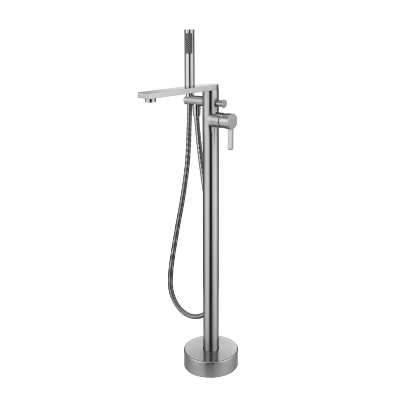 Freestanding Bathtub Faucet Tub Filler Floor Mount Single Handle Bathroom Faucets with Hand Shower