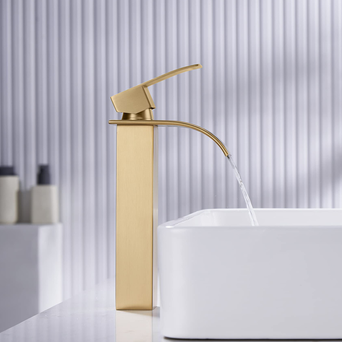 Gold Brushed Nickel Waterfall Bathroom Faucet