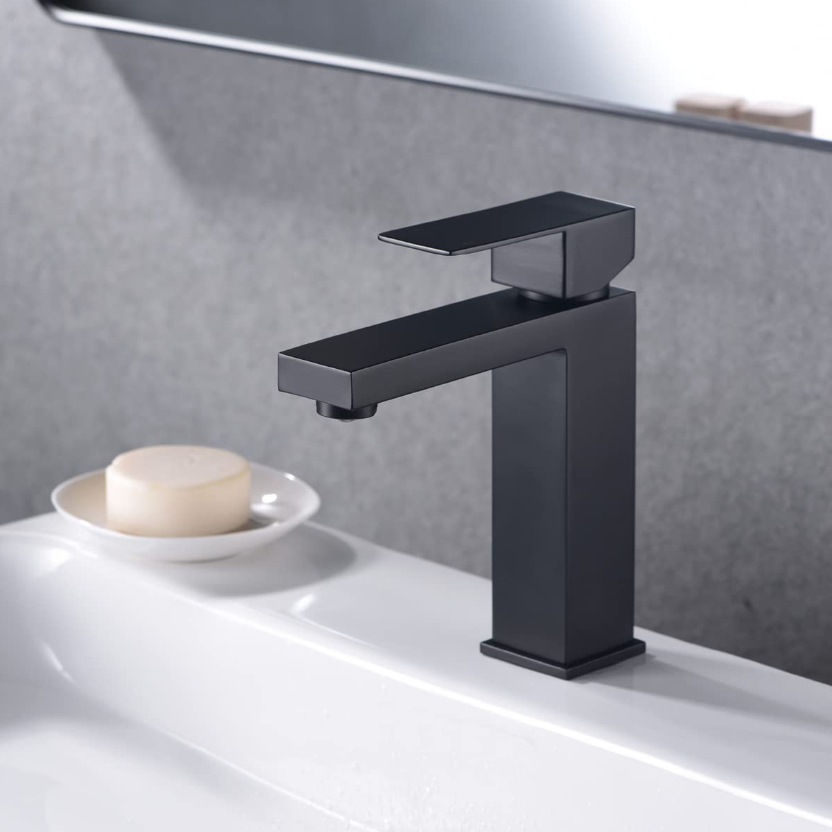 Black Single Hole Lavatory Vanity Mixer Tap Stainless Steel Bathroom Washbasin Faucet