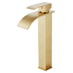 Gold Brushed Nickel Waterfall Bathroom Faucet