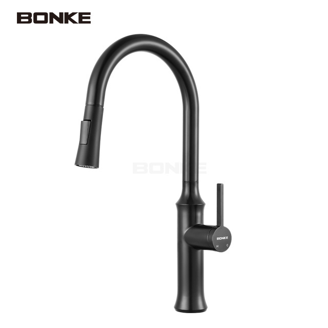 Black water faucet 304 stainless steel Touch sensor pull down kitchen faucet