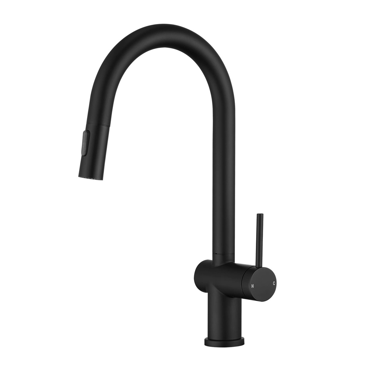 Modern Black Stainless Steel Down Sprayer Kitchen Sink Faucet