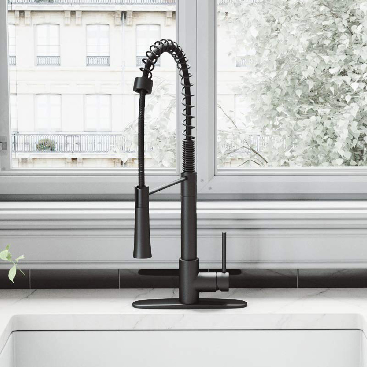 Black Pull Out 304 Stainless Steel Spring Kitchen Mixer Faucet