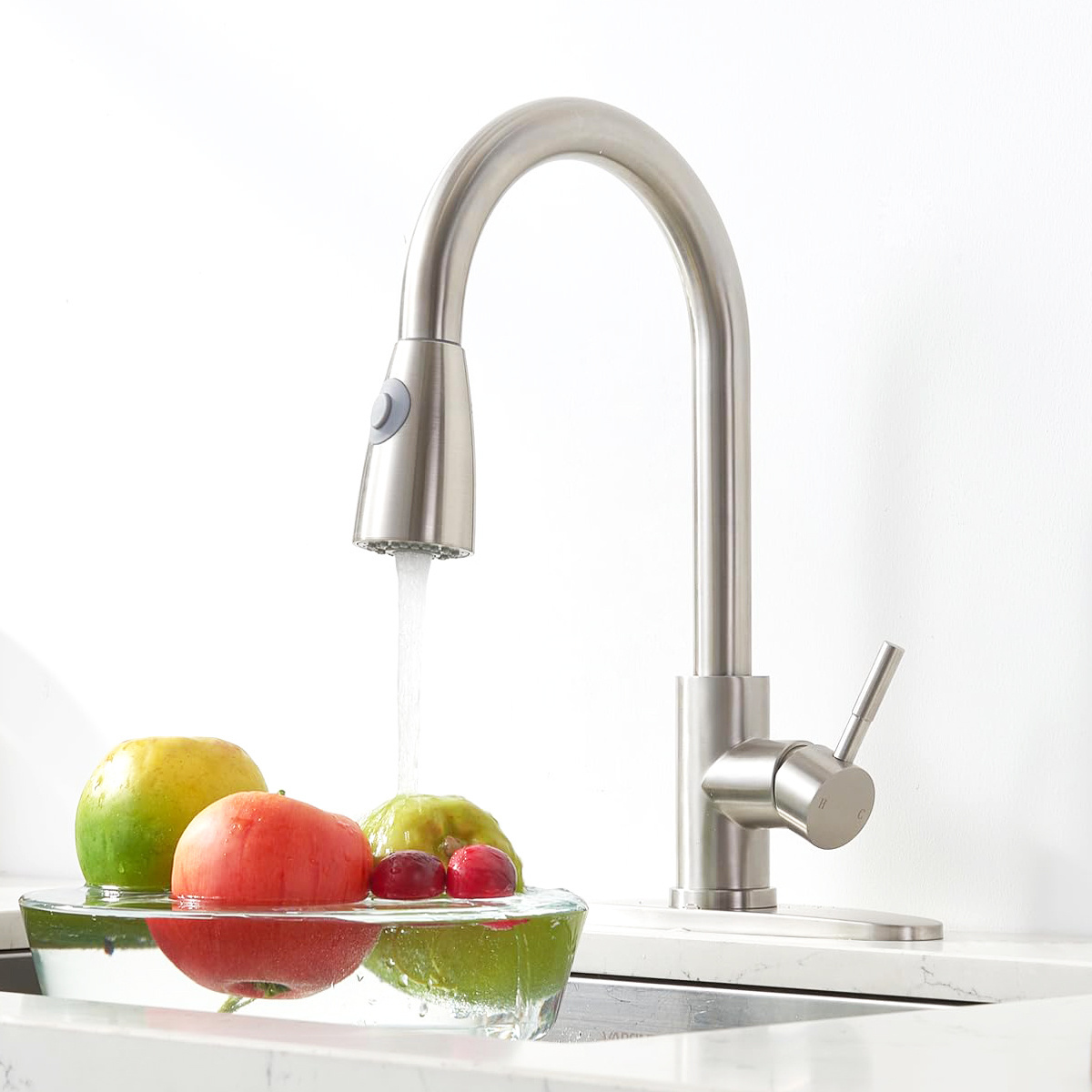 Luxury Brushed Nickel Stainless Steel kitchen Sink Faucets