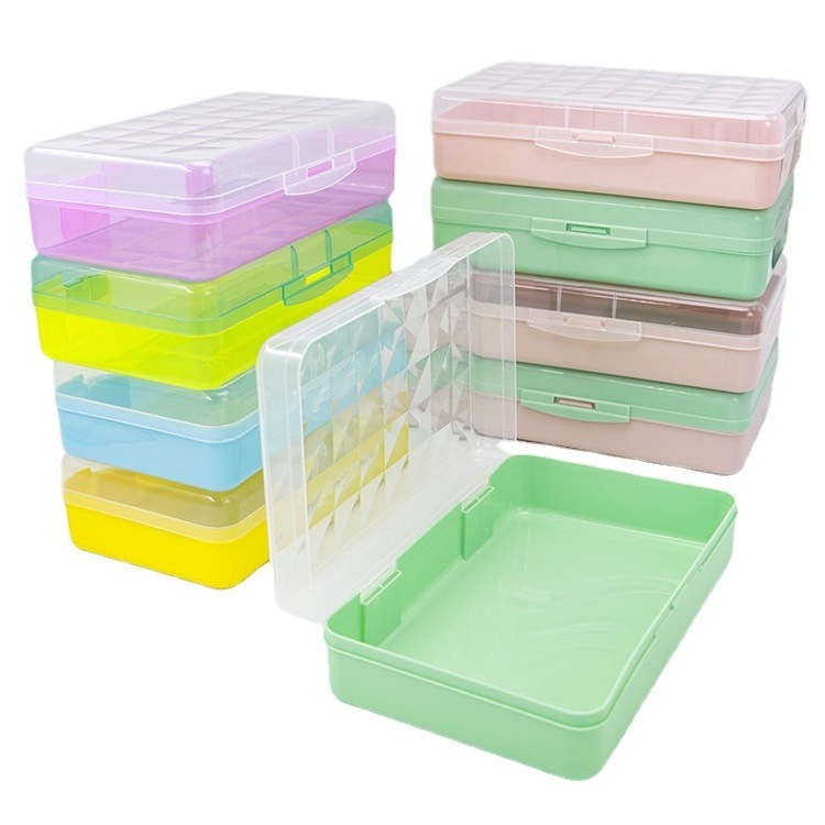 Transparent Big Multifunctional Custom Logo Stationery Hard Shell Pencil Case Box