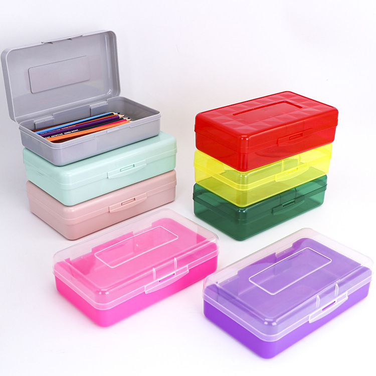 Transparent Big Multifunctional Custom Logo Stationery Hard Shell Pencil Case Box