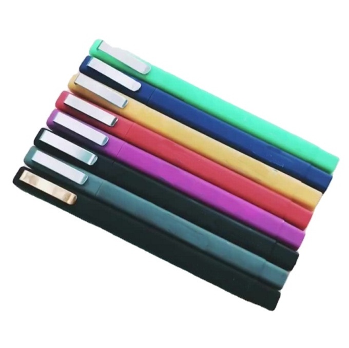 Hot promotional high quality luxury clip rubber plastic square w hotel ball pen with custom logo