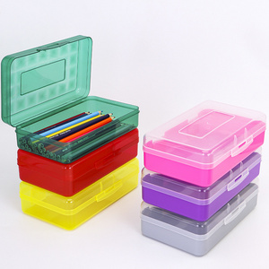 Transparent Big Multifunctional Custom Logo Stationery Hard Shell Pencil Case Box