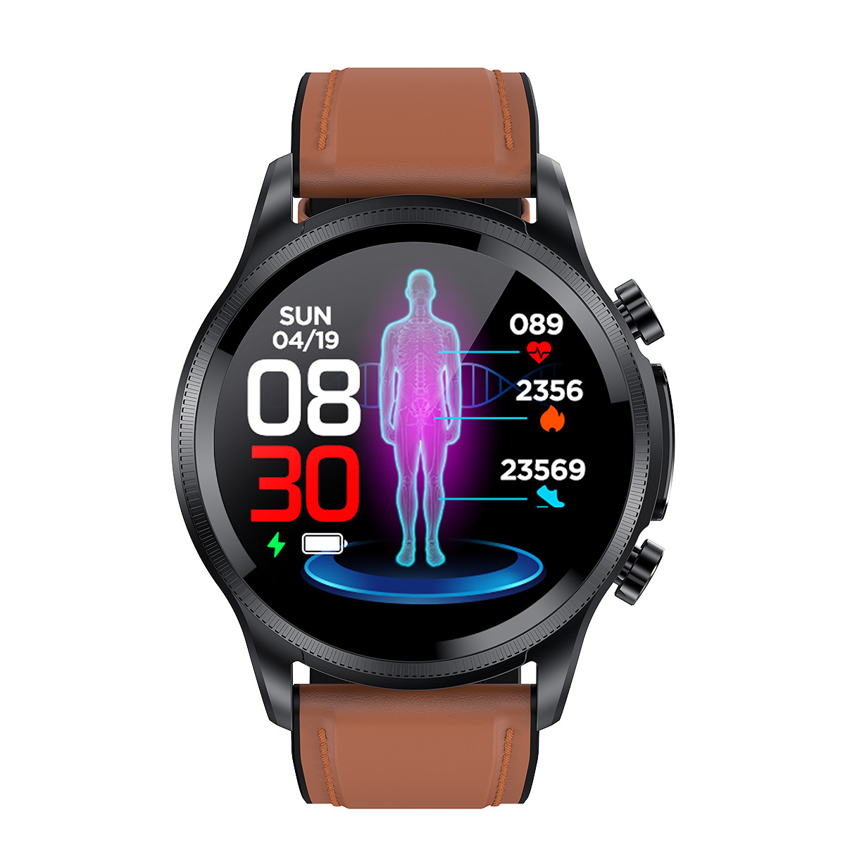 2023 newest E400 ECG Watch Non-invasive Blood Glucose Monitoring Temperature Blood Pressure Smart Watch with Chest Patch Band