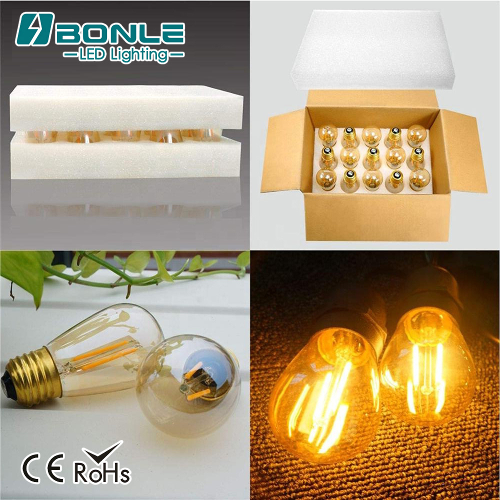 S14 2200K 2W Dimmable CRI90 E26 LED Filament Bulbs String Light Replacement