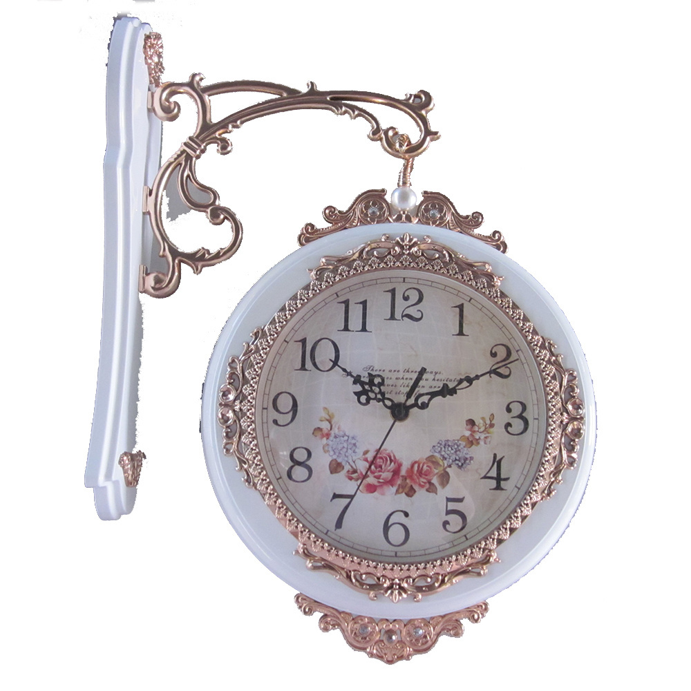 Luxury decorate double side two face wall hanging wall clock