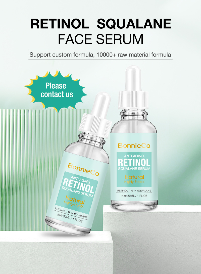 Private Label Retinol Squalane Serum For Hydrating and Reduce Fine Lines Wrinkles collagen anti aging Squalane Oil