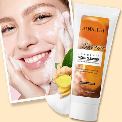 Korean Skin Care Natural Organic Turmeric Facial Cleanser Whitening Anti Acne Deep Cleansing Moisturizer Face Cleanser