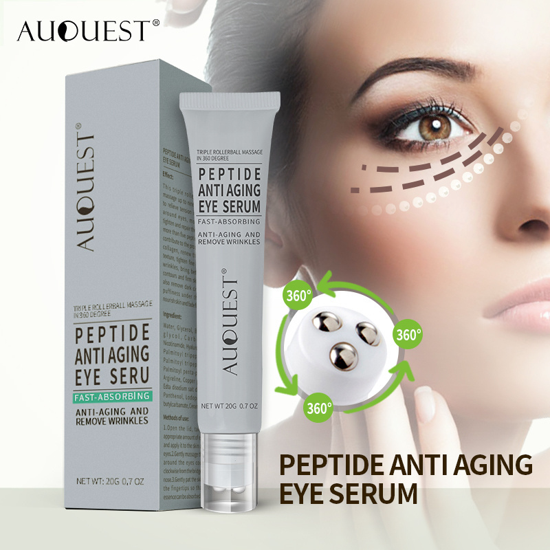 Private Label Six Peptide 3 Roller Eye Serum Anti Aging Wrinkle Lifting Eye Skin Hydrating Eye Bags Removal Cream