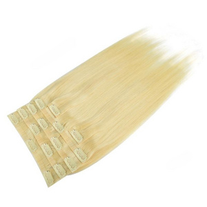 12 Inch Wholesale 613# 100% Human Hair Extensions With BB Clips And PU Weft In Intact Cuticle Blonde Human Hair Extension