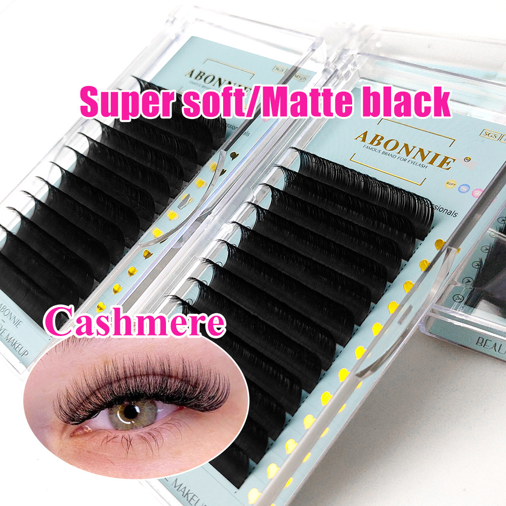 Abonnie cashmere lash extensions jet black lashes extensions private label pbt best custom wholesale lash extensions supplier