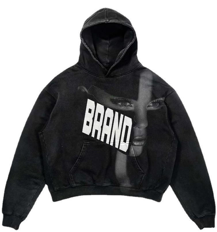 OEM/ODM Weight New Fashionable Custom Logo Printing Hoodie Men Street Distressed Washed 100 Cotton Men Hoodies