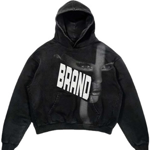 OEM/ODM Weight New Fashionable Custom Logo Printing Hoodie Men Street Distressed Washed 100 Cotton Men Hoodies