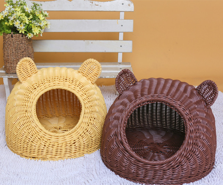 BunnyHi MW003 Custom Baskets Hand Made Woven Christmas Dog Cave Rattan Pet Nest Cute Cats Beds And Houses for Indoor Cats