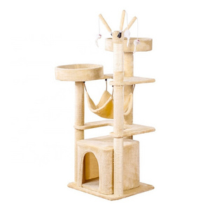 Bunnyhi MPJ001 High Quality Plush Multi-Level Cat Condo Furniture Cat Tower Tree With Cozy Hammock And Cats Scratching Post