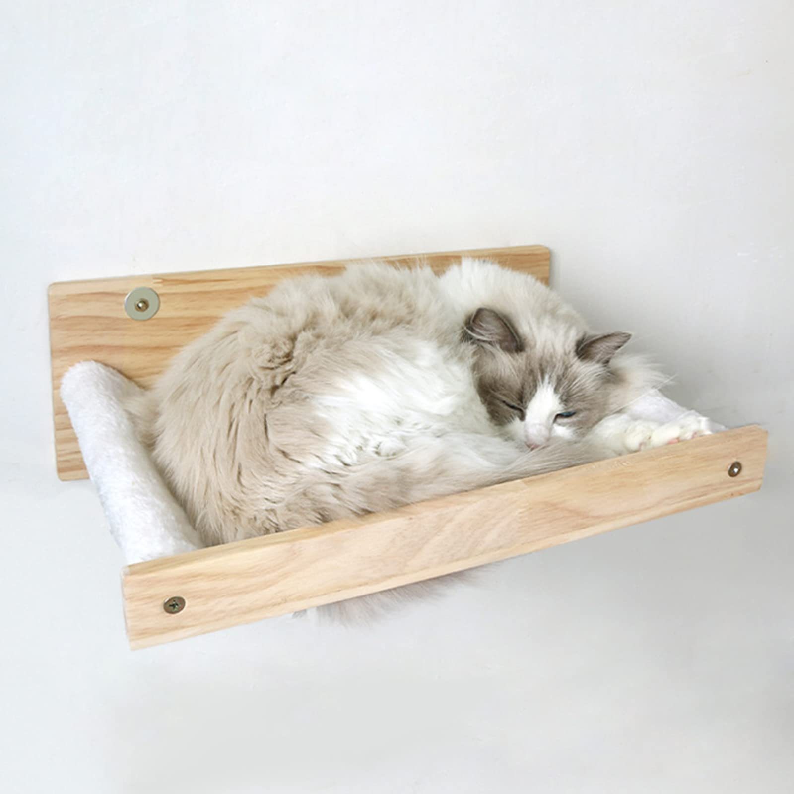 Bunnyhi MPJ012 Pet Supplies Premium Wooden Hanging Cat Bed Furniture Soft Mat Pad Cat Shelf Wall-Mounted Cat Hammock