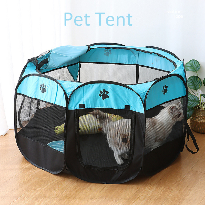 BunnyHi PET004 Foldable Portable Pet Dog Playpens Exercise 8-Panel Kennel Mesh Shade Cover Cat Cages Houses for Puppy Dog Yorkie