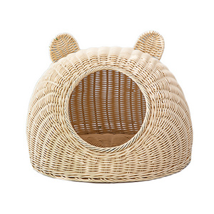 BunnyHi MW003 Custom Baskets Hand Made Woven Christmas Dog Cave Rattan Pet Nest Cute Cats Beds And Houses for Indoor Cats