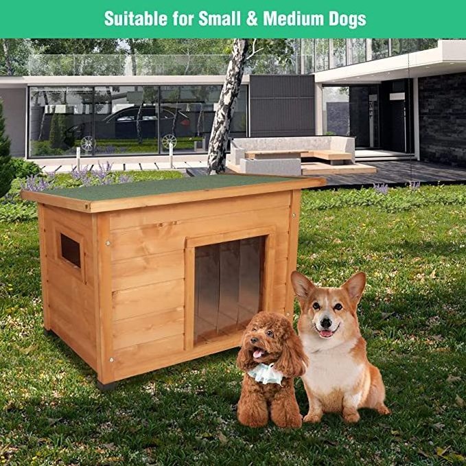 BunnyHi GW003 Dog Accessories Large Log Cabin Natural Wood Dog House Kennel Outdoor Waterproof Wooden Pet House For Dogs