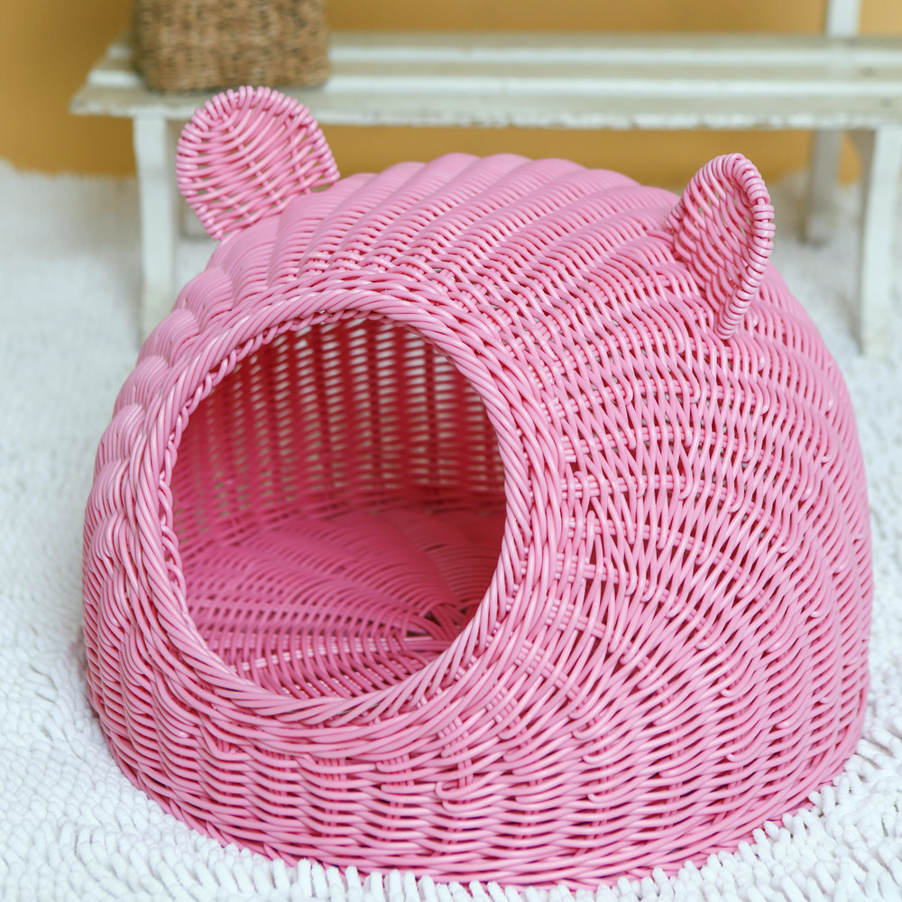 BunnyHi MW003 Custom Baskets Hand Made Woven Christmas Dog Cave Rattan Pet Nest Cute Cats Beds And Houses for Indoor Cats