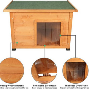 BunnyHi GW003 Dog Accessories Large Log Cabin Natural Wood Dog House Kennel Outdoor Waterproof Wooden Pet House For Dogs