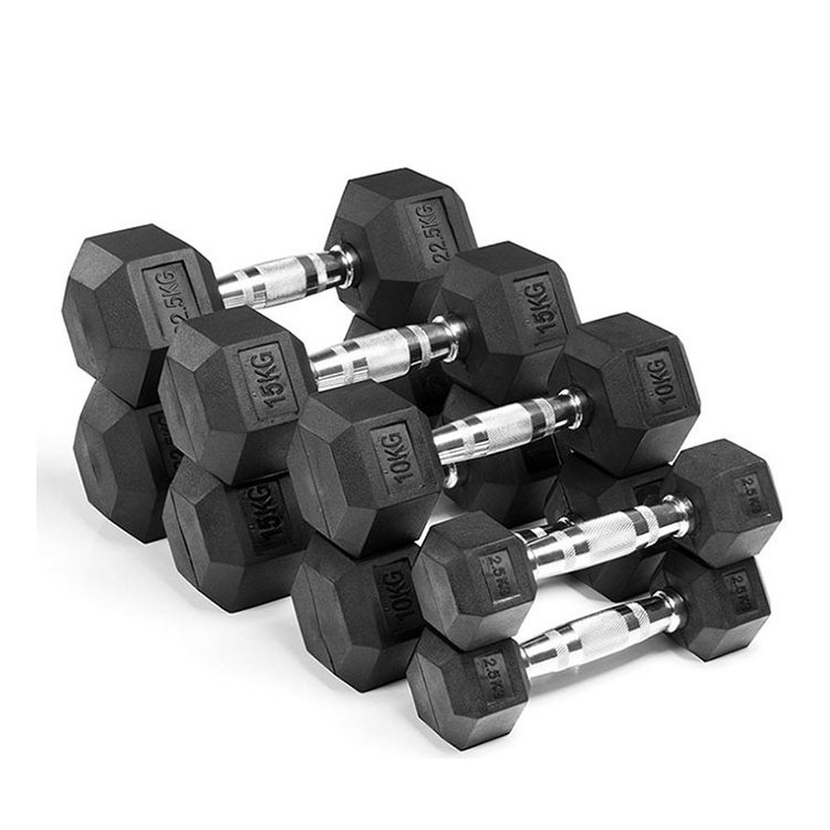 BunnyHi YL005 Gym Cheap Weight Hexagonal Hexagon Dumbbells Pair Dumbbells 10kg  Hex Rubber Dumbbell Set