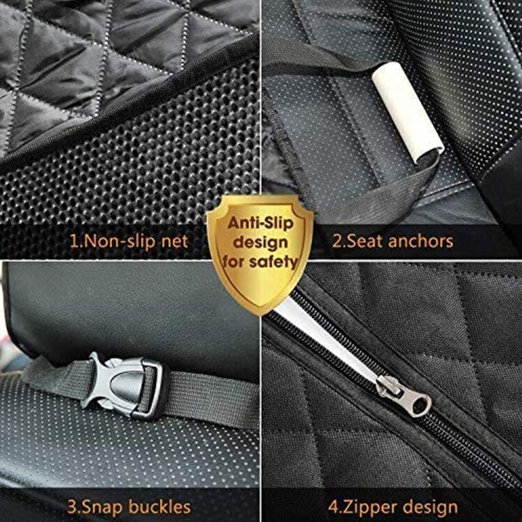 BunnyHi 100% Waterproof Scratch Proof Nonslip Dog Car Hammock 600D Heavy Duty Pet Dog Car Seat Covers for Dogs for Back Seat