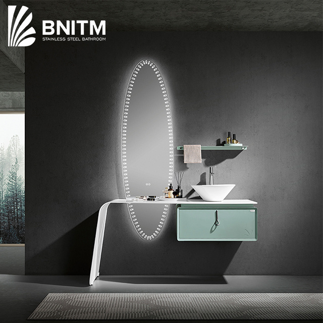 BNITM Factory Custom Flooring leg Modern Slate With Stainless Steel Hinge Bathroom Cabinet Vanity And Wall Mounted Mirror