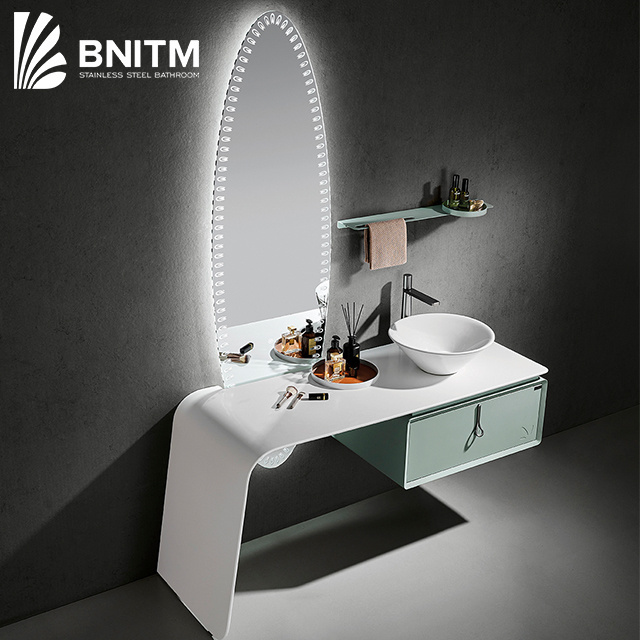 BNITM Factory Custom Flooring leg Modern Slate With Stainless Steel Hinge Bathroom Cabinet Vanity And Wall Mounted Mirror