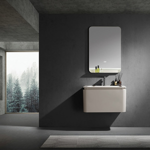 BNITM Modern Rectangle Bathroom Vanity Cabinet Unique Designer Wall-Mounted Steel Corner Vanity with LED Light Mirror Home