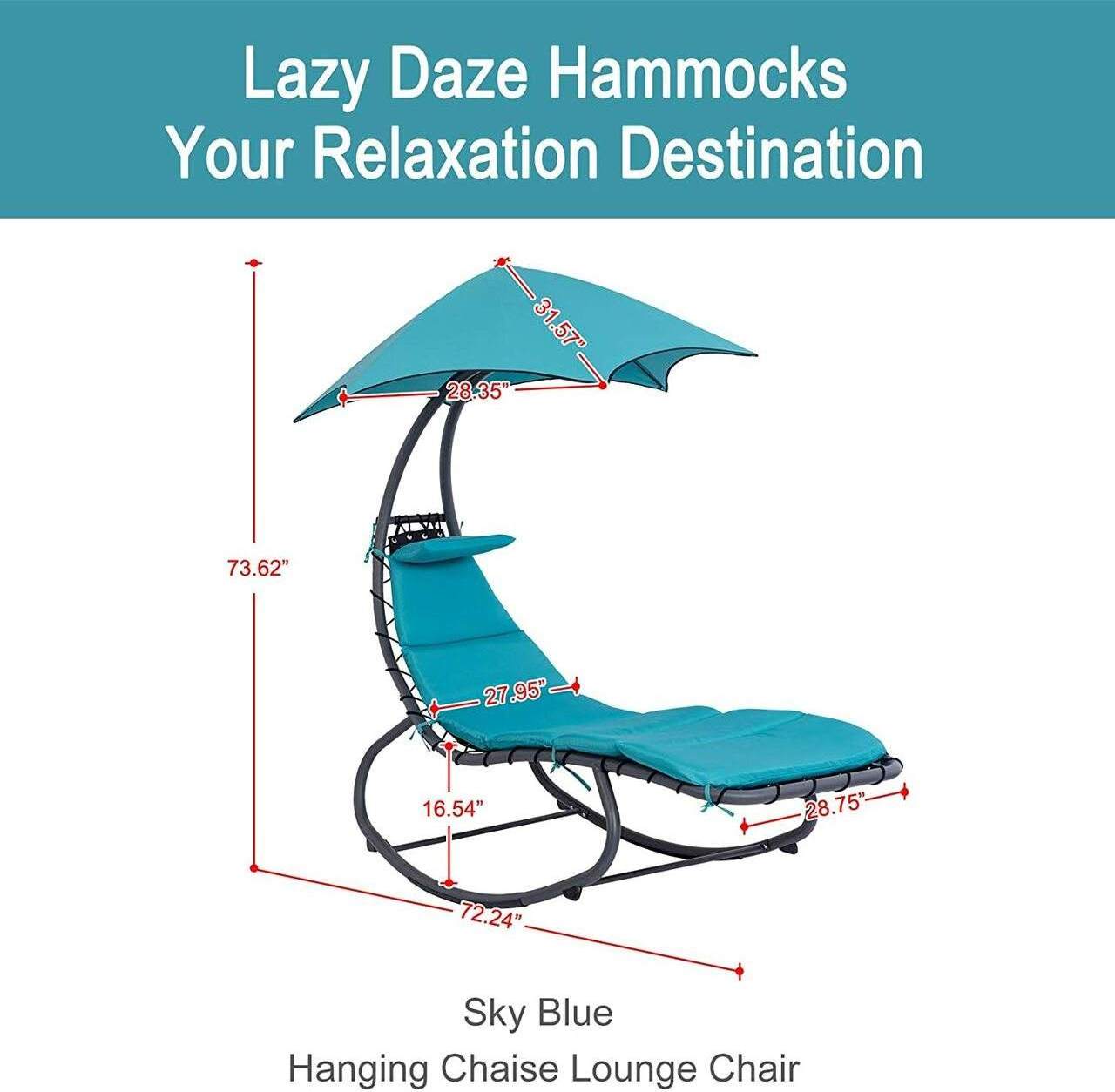 Floating Chaise Canopy Swing Lounge Chair Hammock Arc Stand Air Porch Stand Lounger Chair