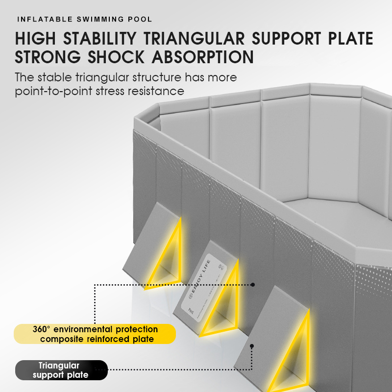 295*165*55cm Folding Rectangular Household Swimming Pool, Outdoor Bathtub Adult Foldable Swimming Pool