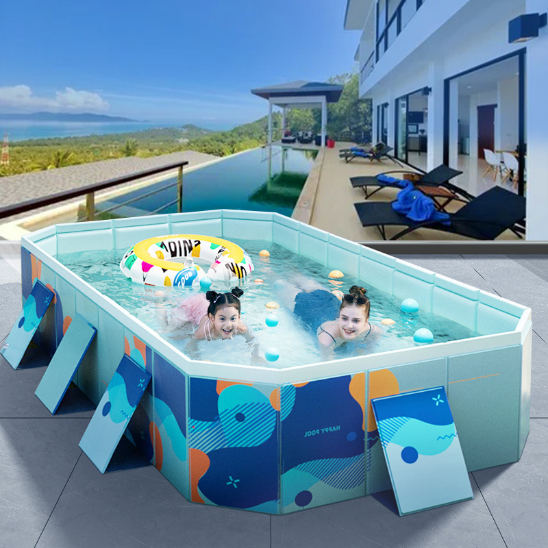 210*140*55cm Foldable Swimming Pool for Kids and Adults Non Inflatable Family Pool for Garden, Summer Water Party