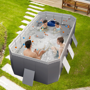 295*165*55cm Folding Rectangular Household Swimming Pool, Outdoor Bathtub Adult Foldable Swimming Pool