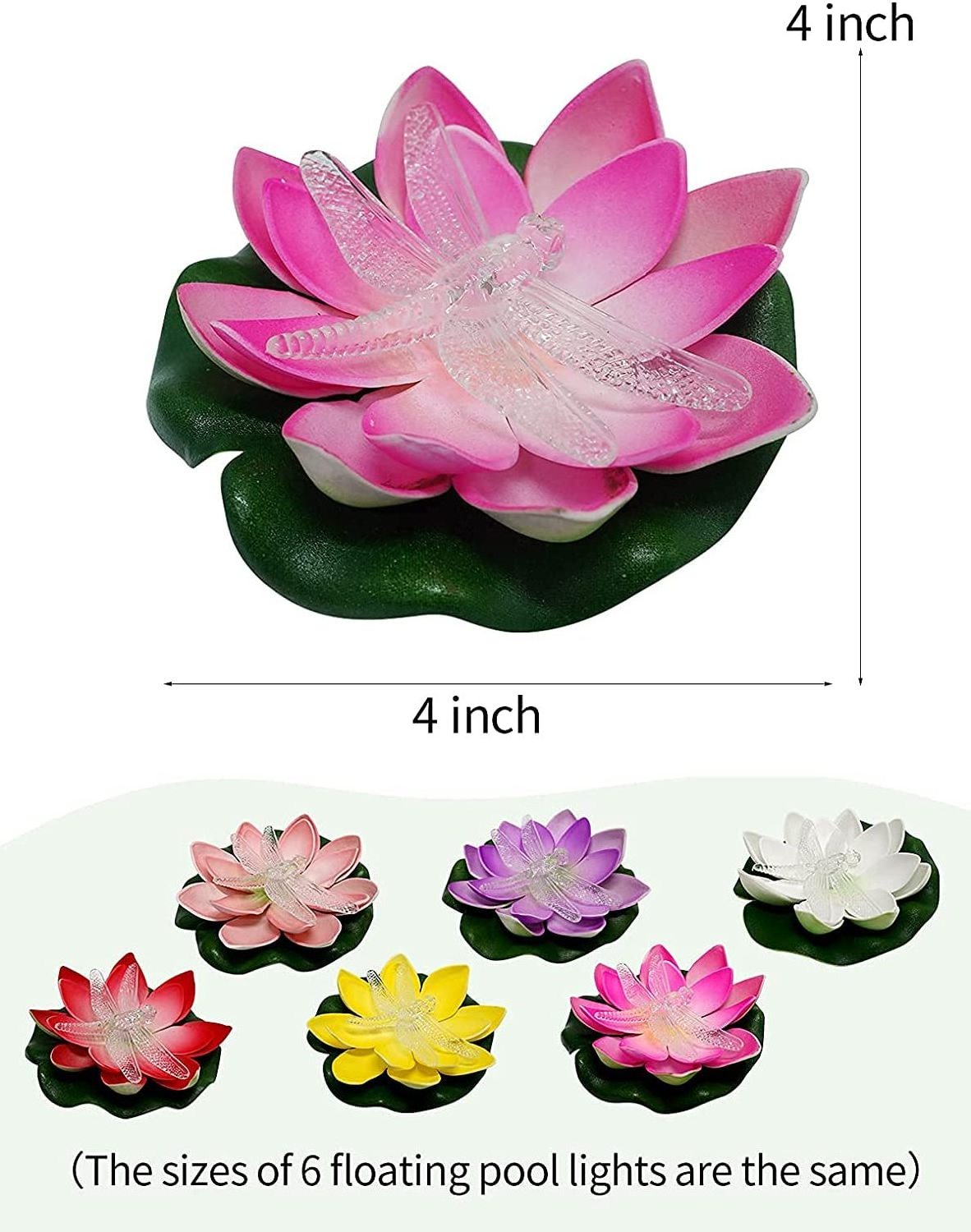 Fun Pool Accessories Floating Pool Lights Lotus Flower Lamp Battery Operated Multicolor LED 50 EVA Carton Package 15 ABS IP65