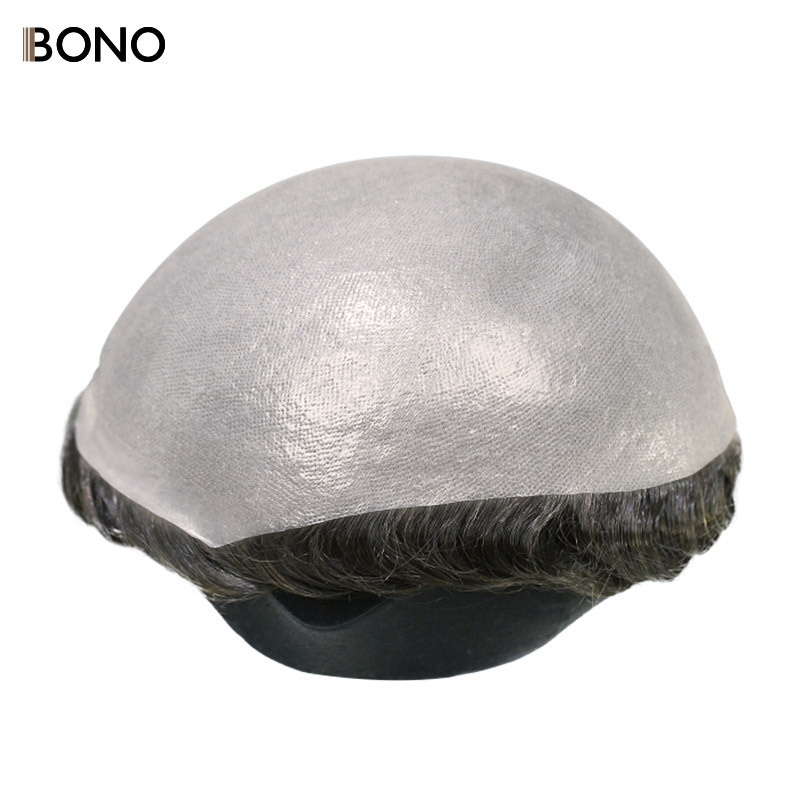 BH4 BONOHAIR Stock 0.06mm Men's Wig Hairpiece 100% Indian Remy Hair System Men Human Hair Toupee