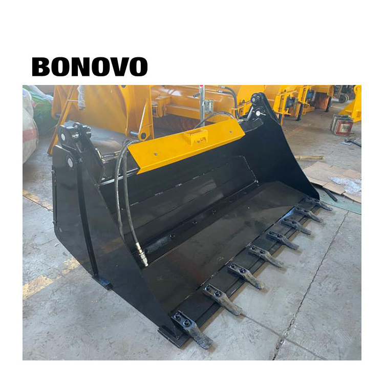 BONOVO 60 inch wide skid steer hydraulic 4 in 1 bucket with teeth