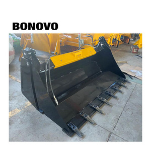 BONOVO 60 inch wide skid steer hydraulic 4 in 1 bucket with teeth