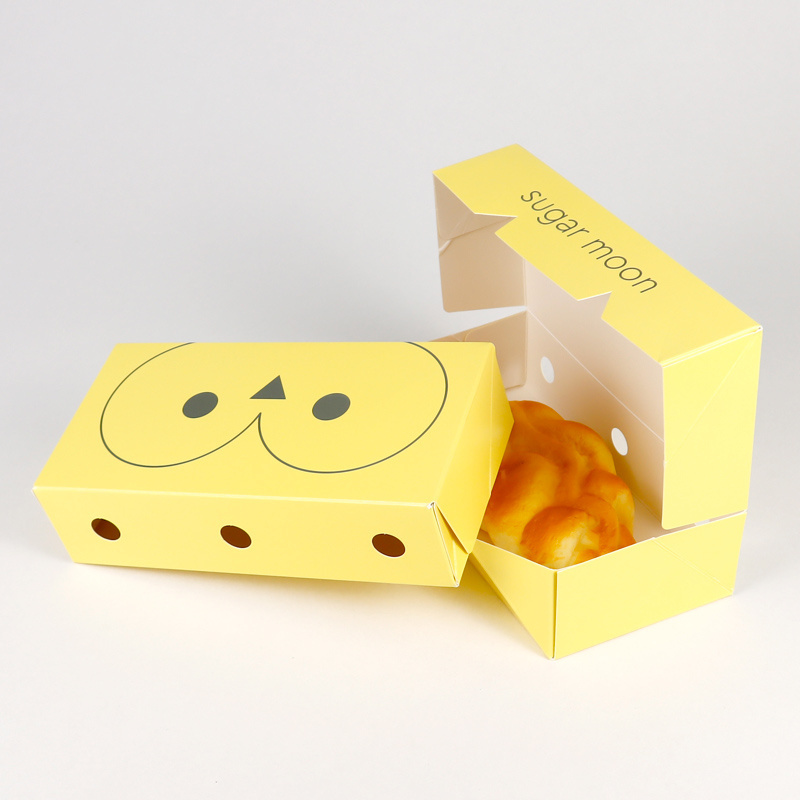 Custom Logo Printing Yellow Donut Box Food Grade Cardboard Mochi Donut Box