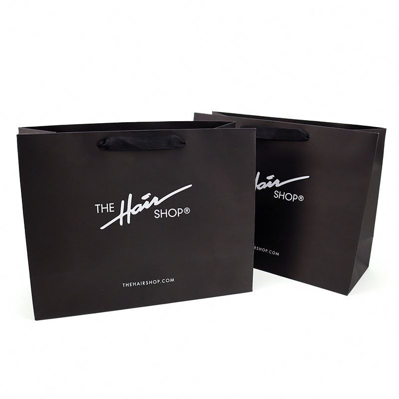 Customized Brand printed Logo Luxury Boutique Shopping Paper Gift Bags for hair shop