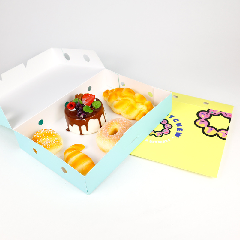 Custom Logo Printing Yellow Donut Box Food Grade Cardboard Mochi Donut Box